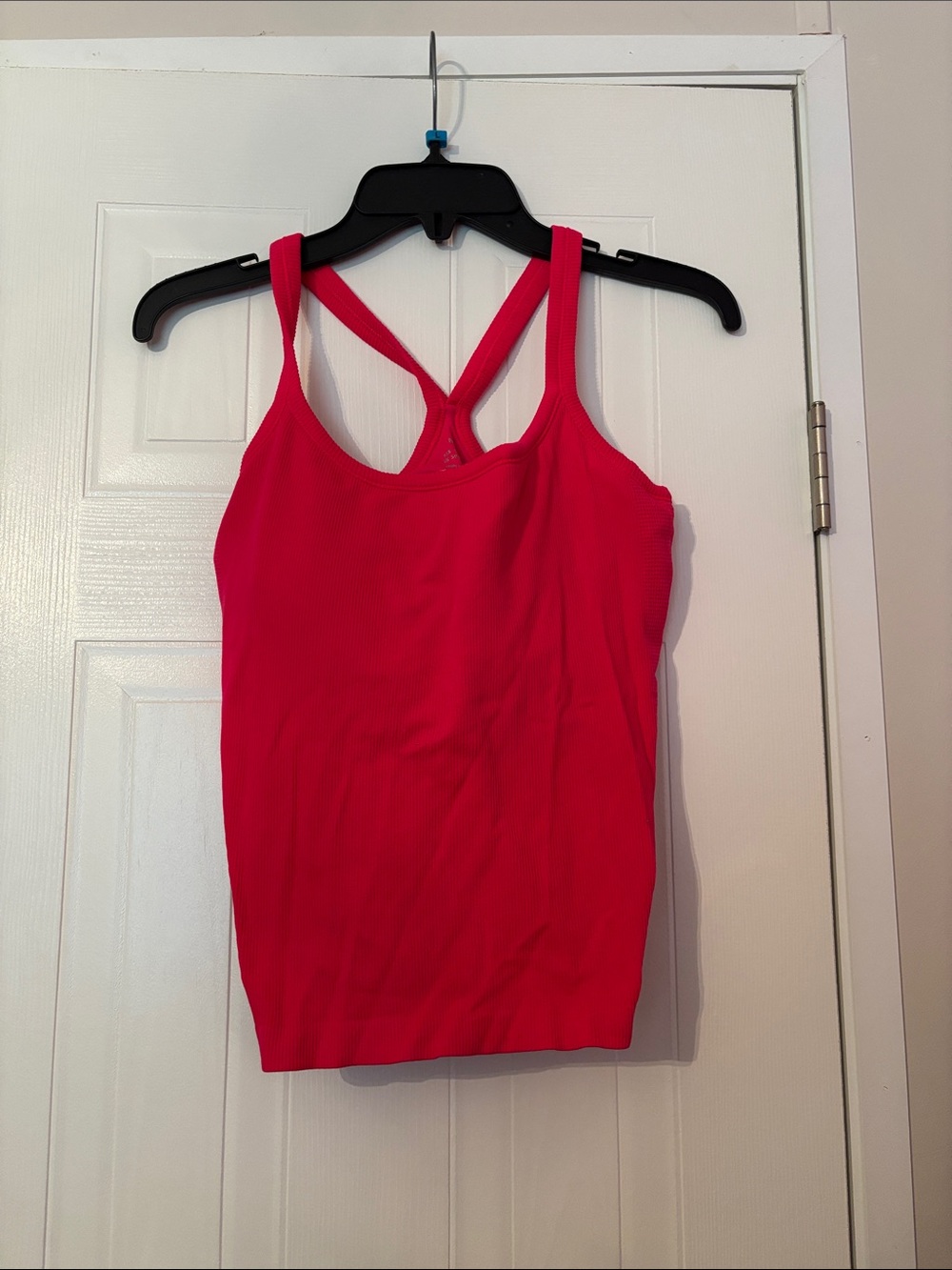 Women’s Pink Ribbed Crossback Tank Top